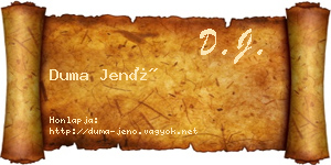 Duma Jenő névjegykártya